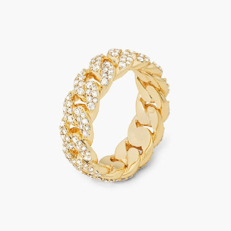 Gold Iced Out Cuban Lab Grown Diamond Ring