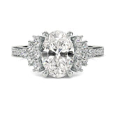 18k White Oval Cut Hidden Halo Pave Wedding Ring