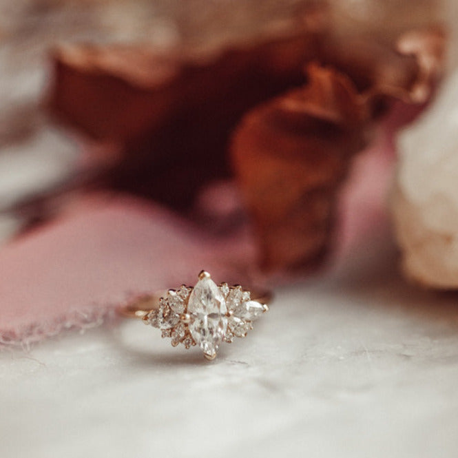 Marquise Cut Cluster Engagement Ring