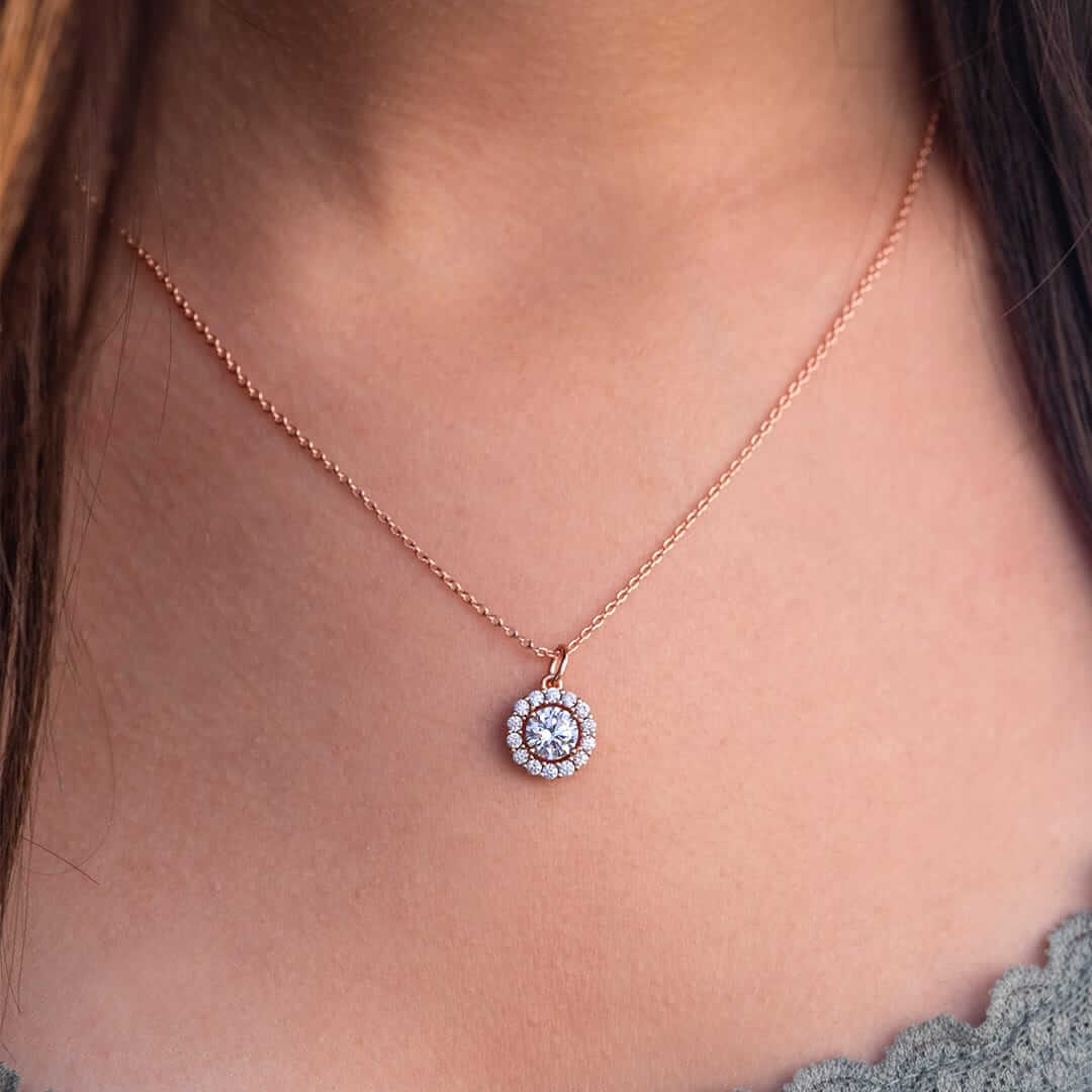 14k Rose Gold VS1 Diamond Pendant Necklace