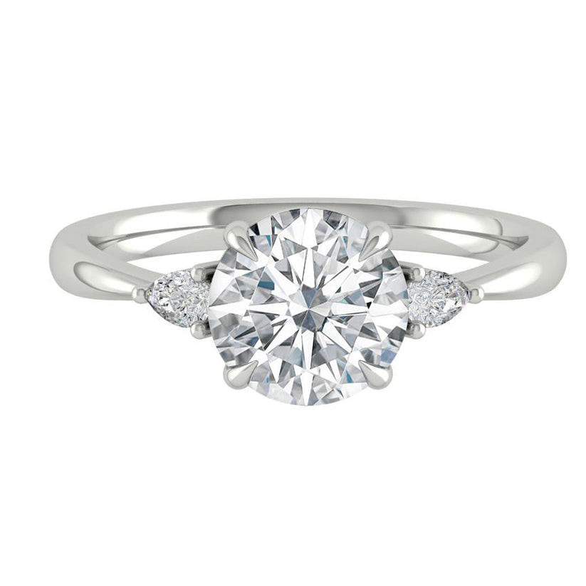 14K Round Diamond Three Stone Engagement Ring