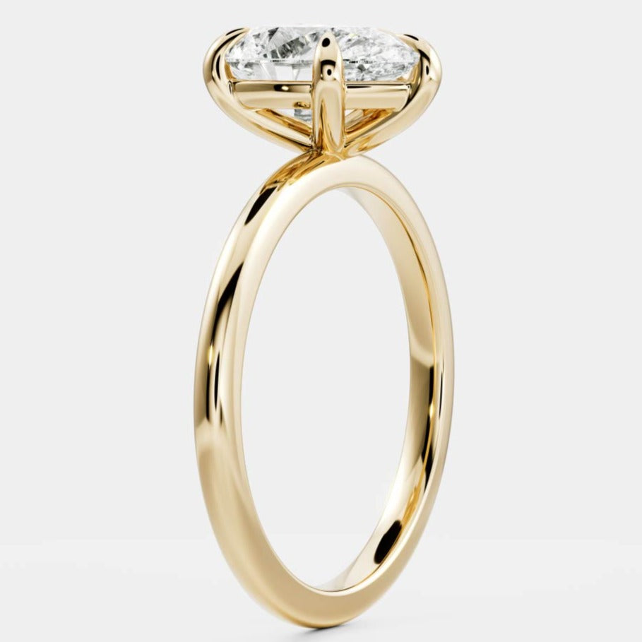 14K  Gold Pear Cut Diamond Basket Style Ring