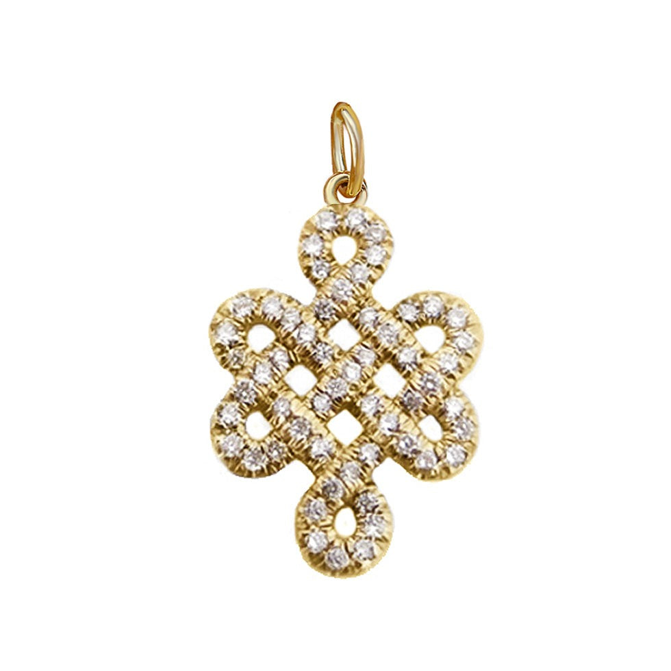 0.57 CT Tibetan Endless Love Knot Cluster Diamond Necklace