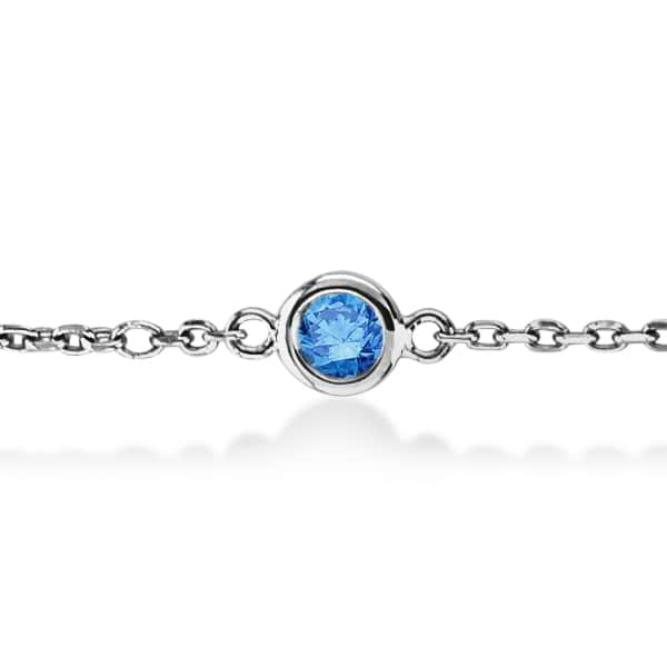  Fancy Round Blue Sapphire Anklet Bracelet