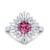2.70 CT Pink Round Cut Lab Grown Diamond Bridal Ring Set