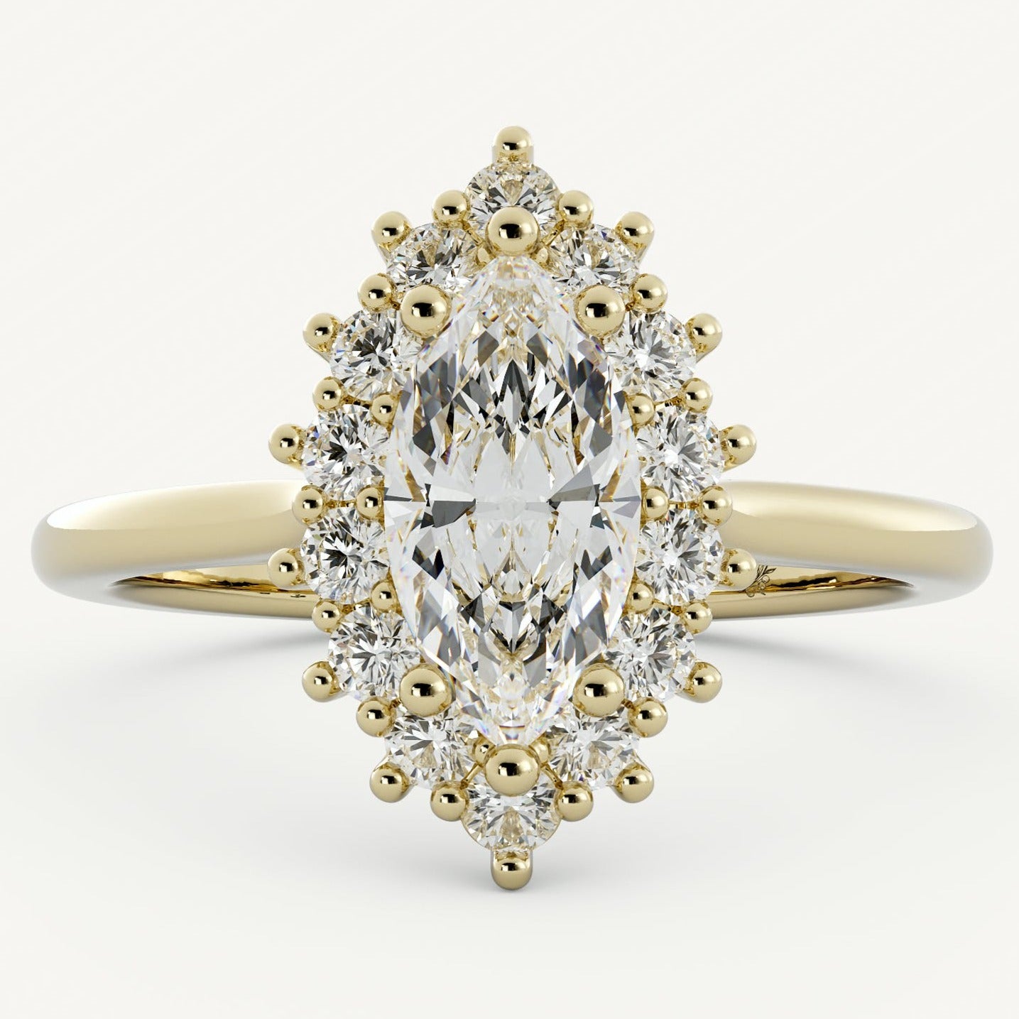 Marquise Cut Cathedral Shank Diamond Ring