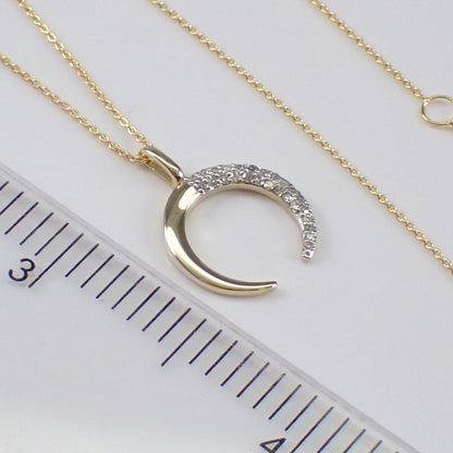 14k Round Cut Crescent Moon Pendant