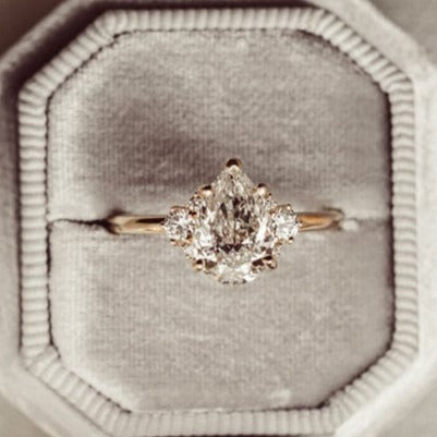 Pear Cut Five Claw Prong Lab Diamond Ring