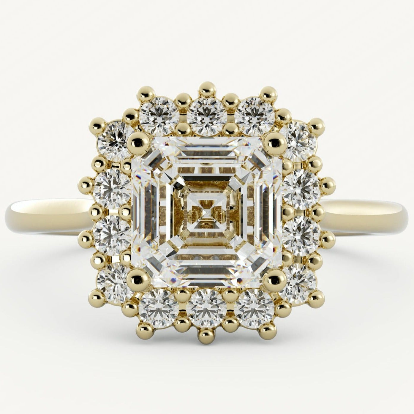 2.00 Carat Asscher Cut Lab Diamond Halo Ring