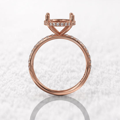 18k Customized Oval Shape Semi Mount Ring