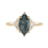 Blue Sapphire Marquise Cut Vintage Gemstone Ring