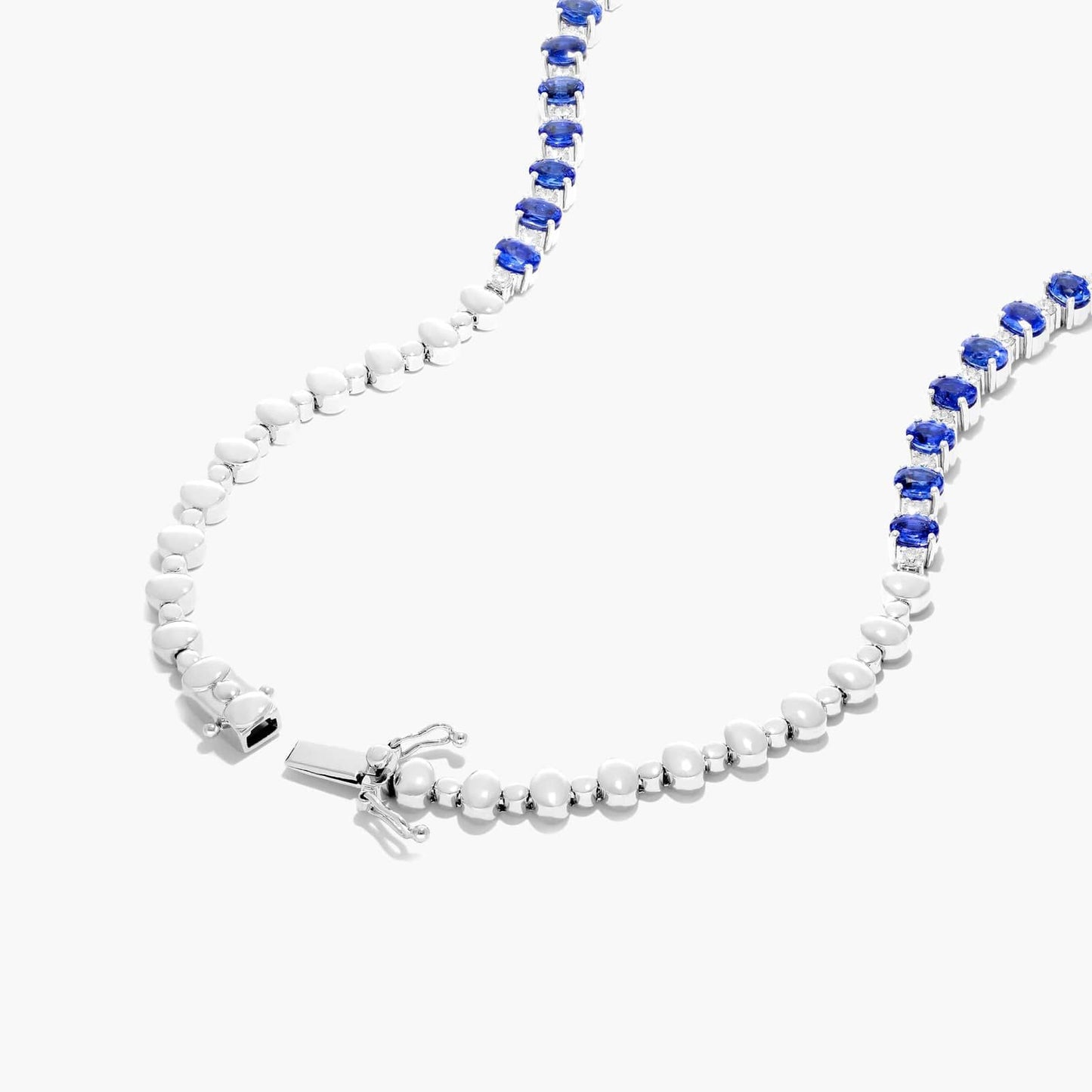 Vivid Blue Oval Cut Lab Grown Diamond Tennis Necklace