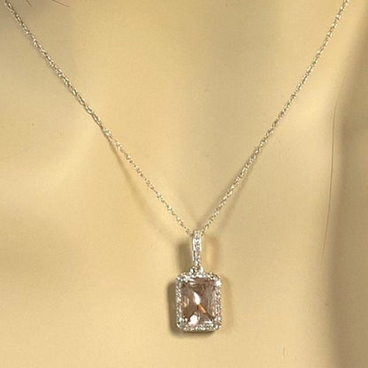 1.15 CT Radiant Cut Diamond Halo Necklaces for Women