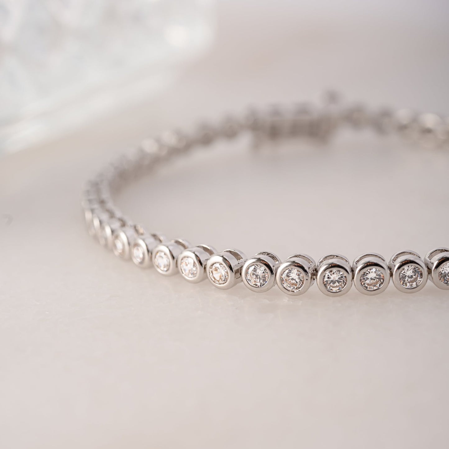 Round Cut Diamond Bezel Set Eternity Wedding Bracelet