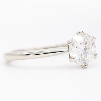 Round Cut Pinched Solitaire Diamond Ring