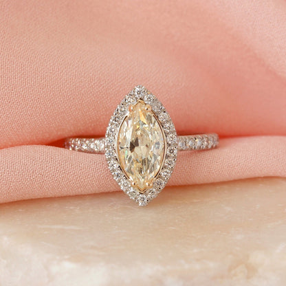 Yellow Marquise Cut Labgrown Engagement Ring