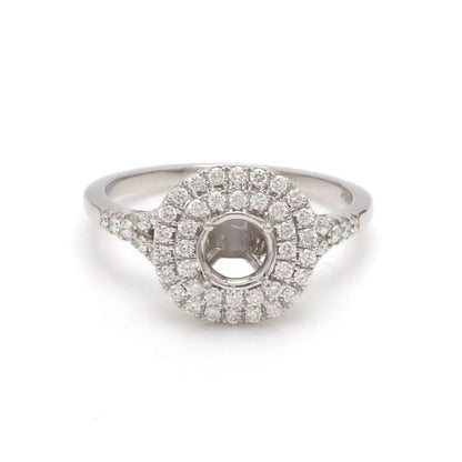 Semi Mount Round Diamond Double Halo Ring Set