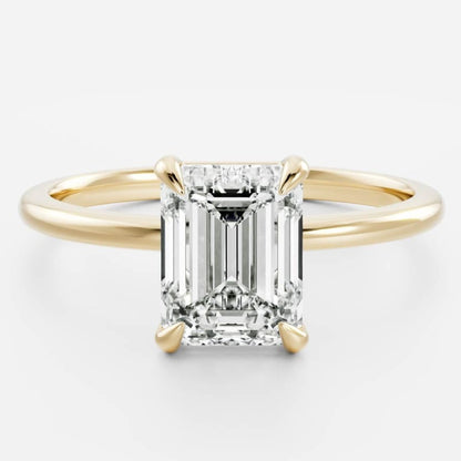 10K  Emerald Cut Basket Style Diamond Ring