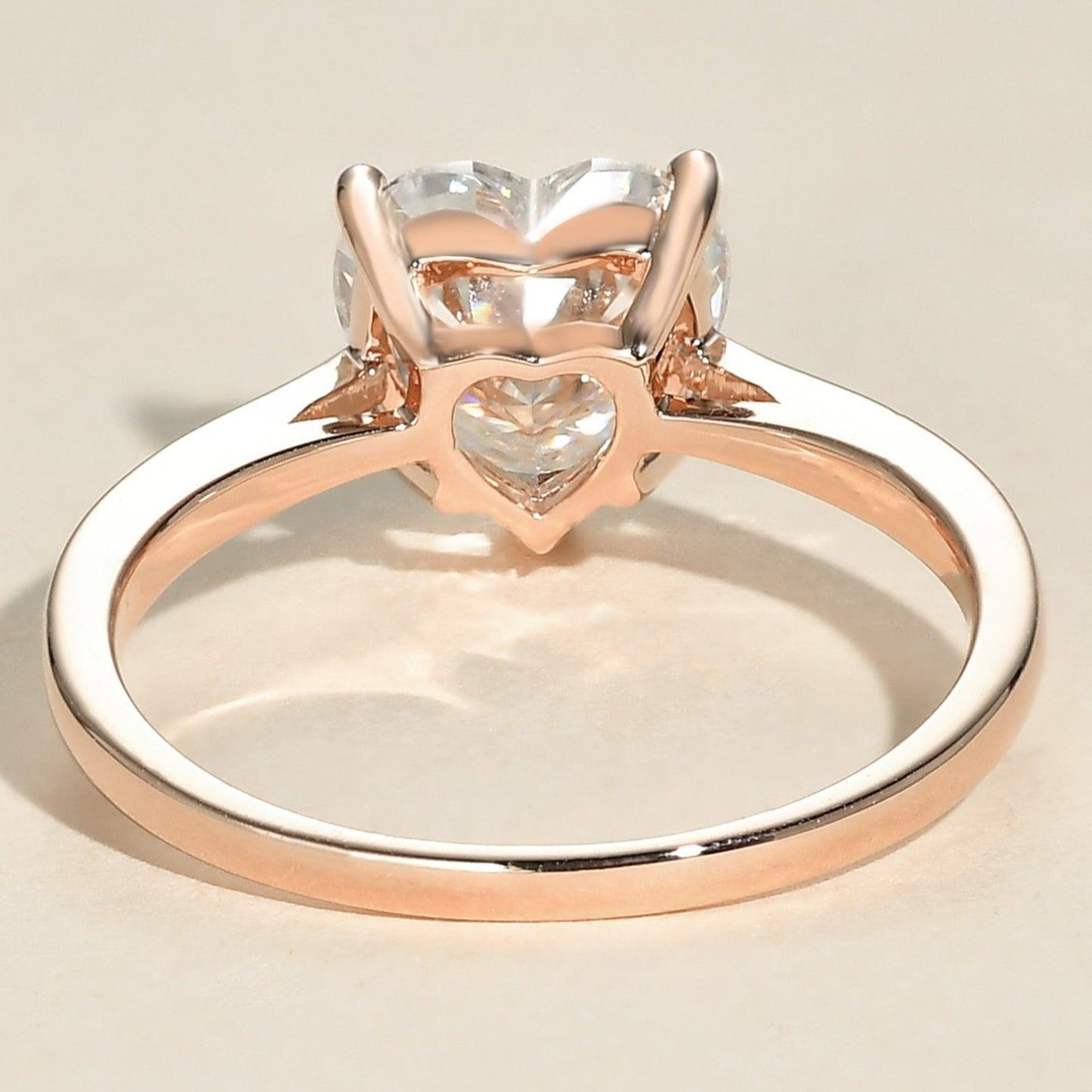 18K Heart Shaped Solitaire Pinched Diamond Ring