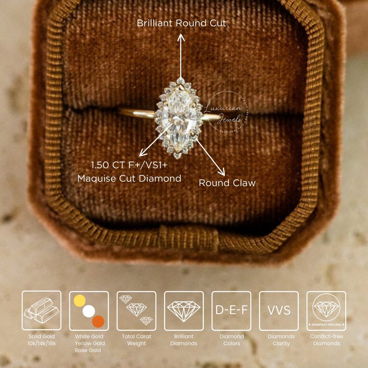 Marquise Diamond Halo Engagement Ring