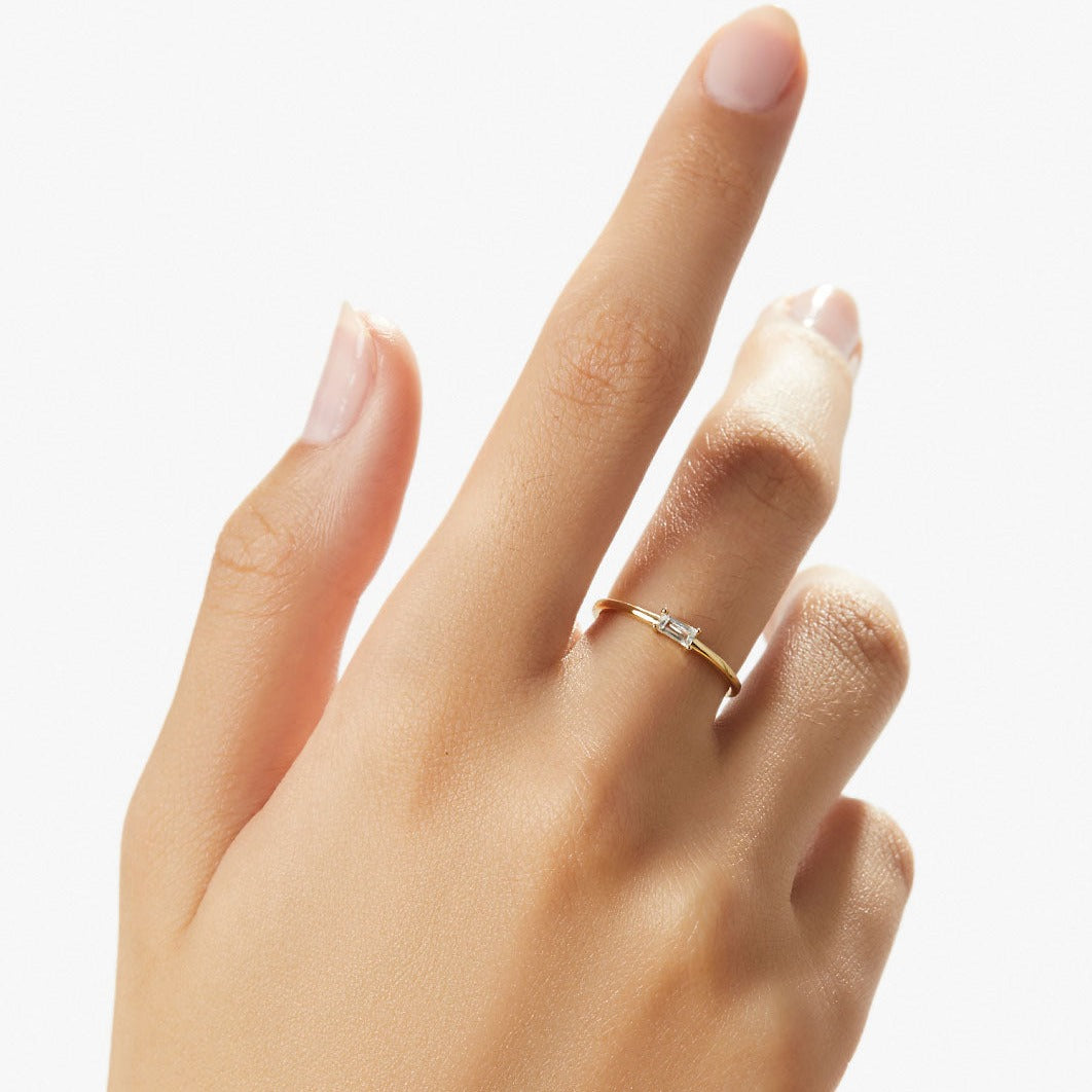 18K Lab Grown Diamond Baguette Cut Wedding Ring