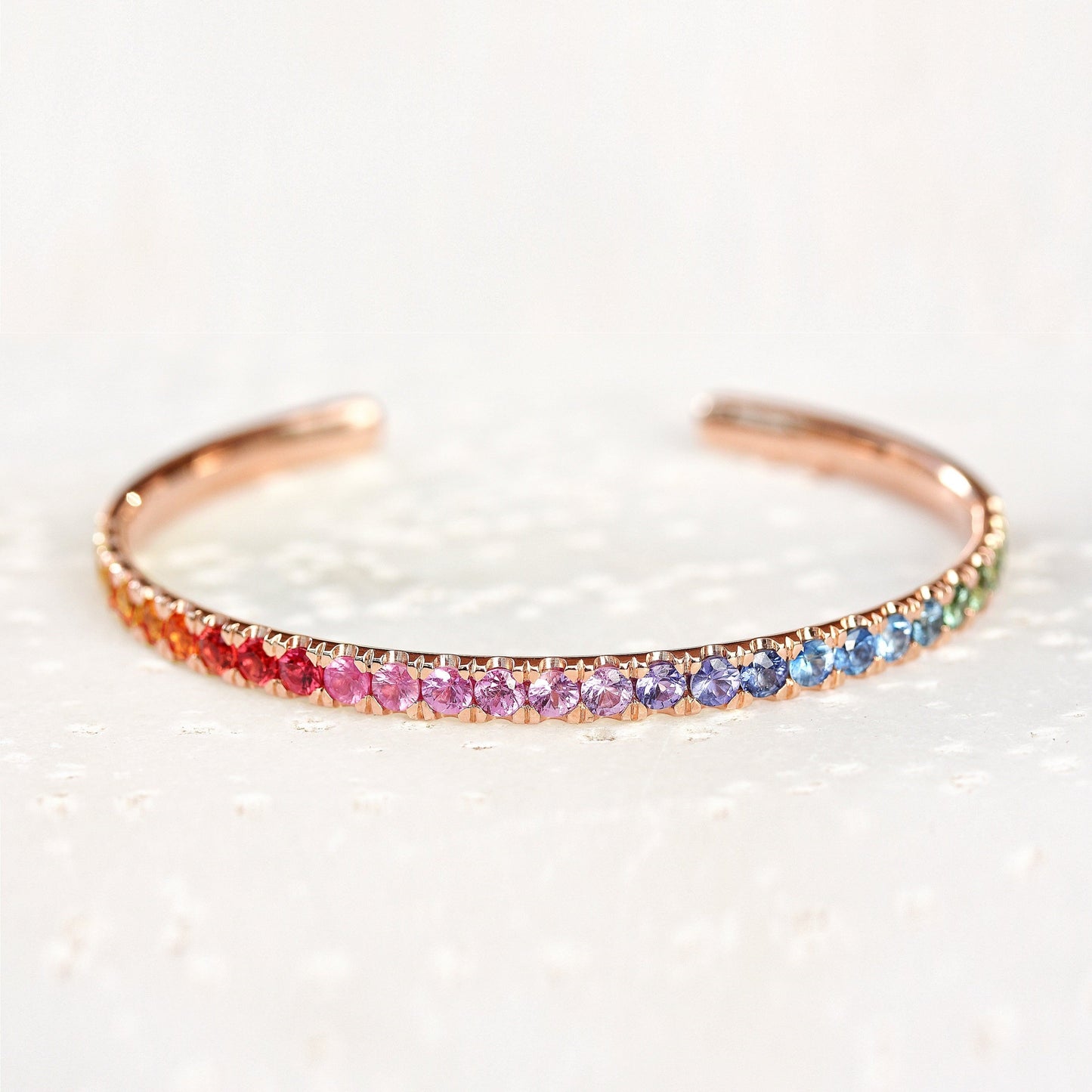 Rainbow Cuff Bangle Gemstone Sapphire Bracelet