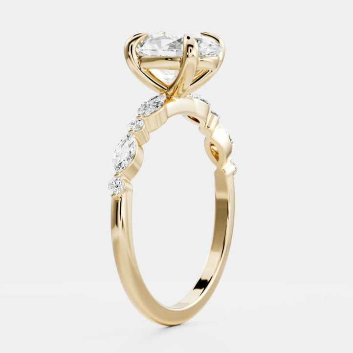Oval Cut Lab Made Solitaire Accent Ring