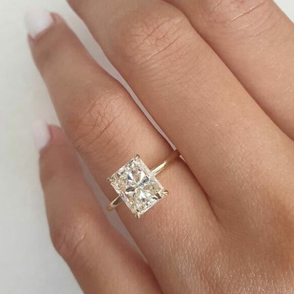 14k Solid Gold Radiant Cut Engagement Ring