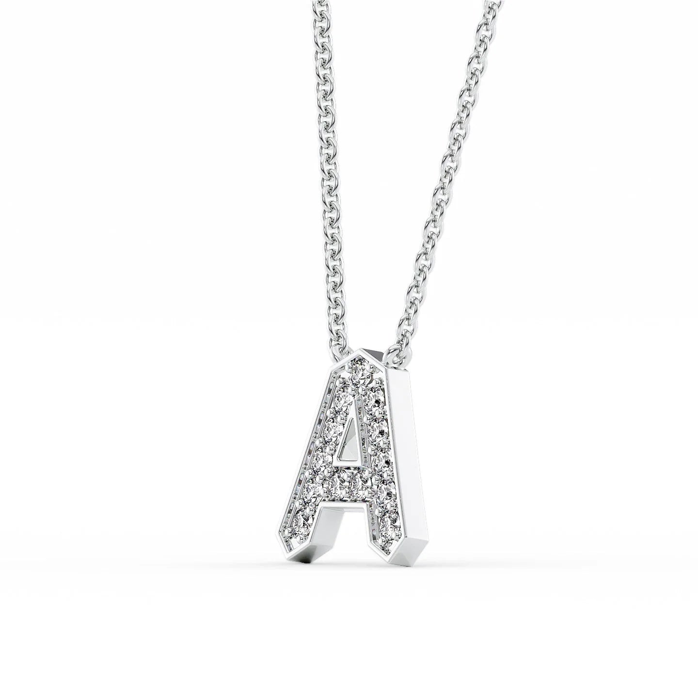 Personalized Diamond Initial Letter Pendant Necklace