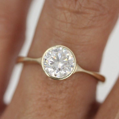 Brilliant Round Cut Bezel Set Engagement Ring