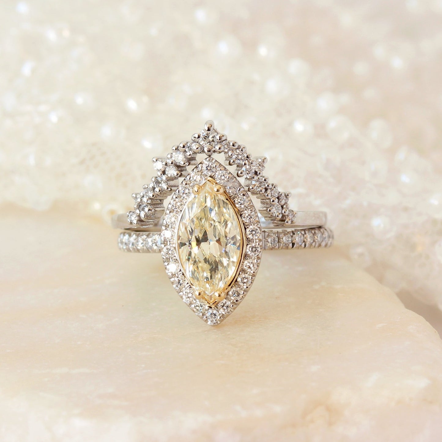 Yellow Marquise Cut Labgrown Engagement Ring