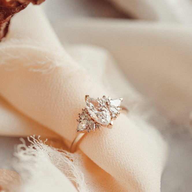 Marquise Cut Cluster Engagement Ring