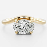 East-West Oval Diamond Curved Wedding Ring