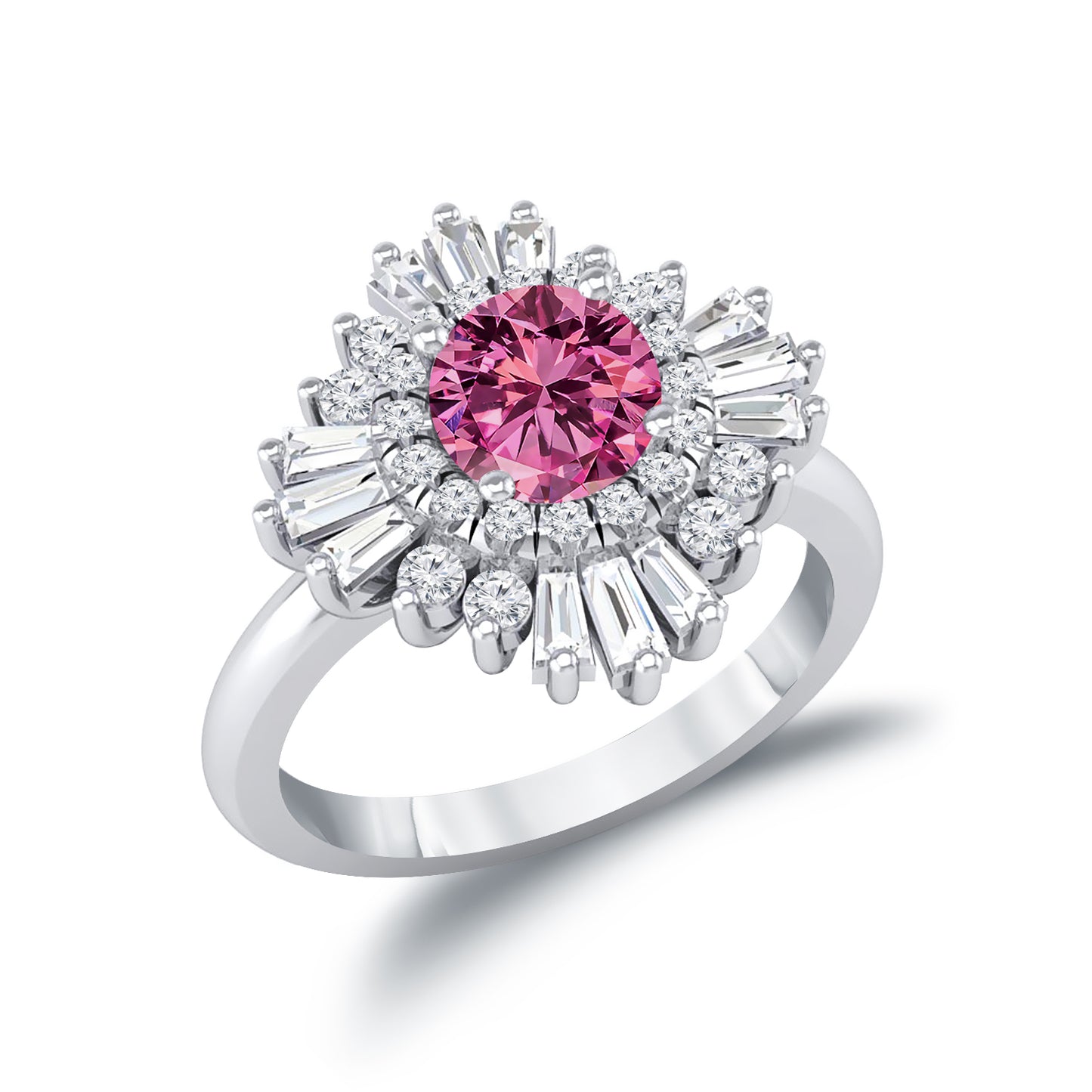 2.70 CT Pink Round Cut Lab Grown Diamond Bridal Ring Set