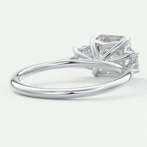 Asscher Cut Three Stone Lab Diamond Engagement Ring