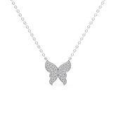 14k Gold Pave Diamond Butterfly Pendant Necklace