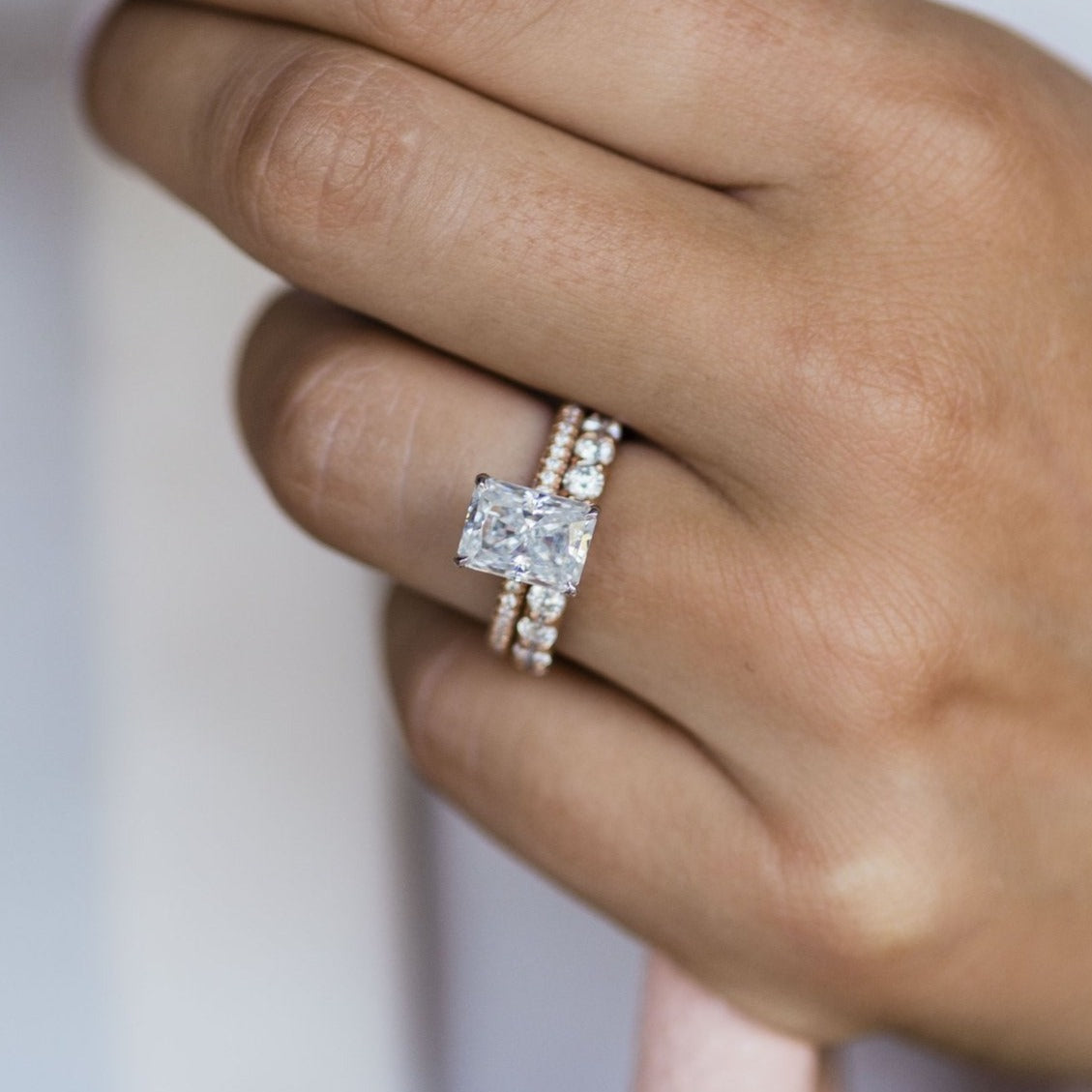 Radiant Cut Hidden Halo Engagement Ring