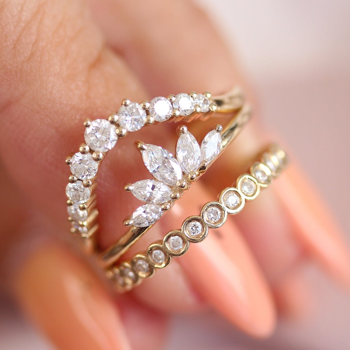 Marquise Cut Curved Engagement Ring