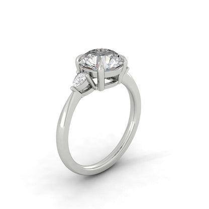 14K Round Diamond Three Stone Engagement Ring