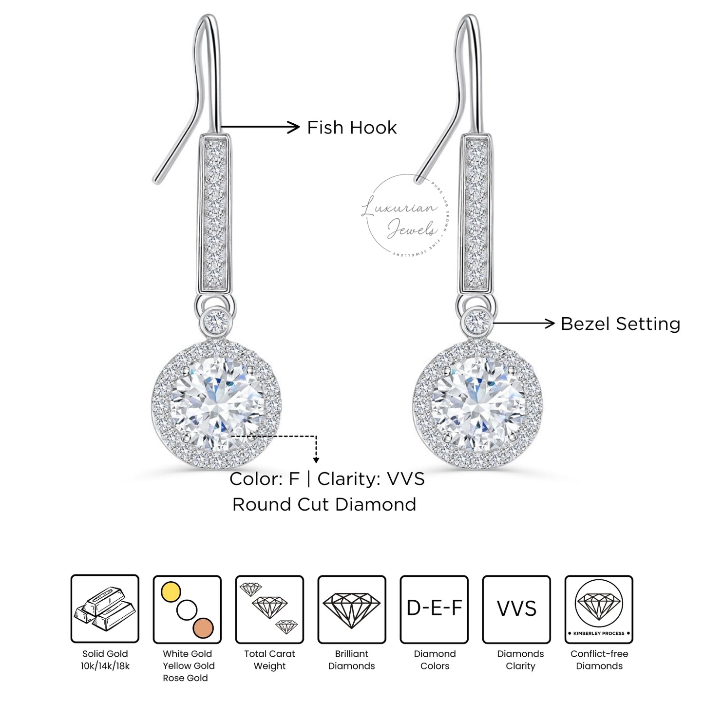 Brilliant Round Cut Drop Dangle Diamond Earrings