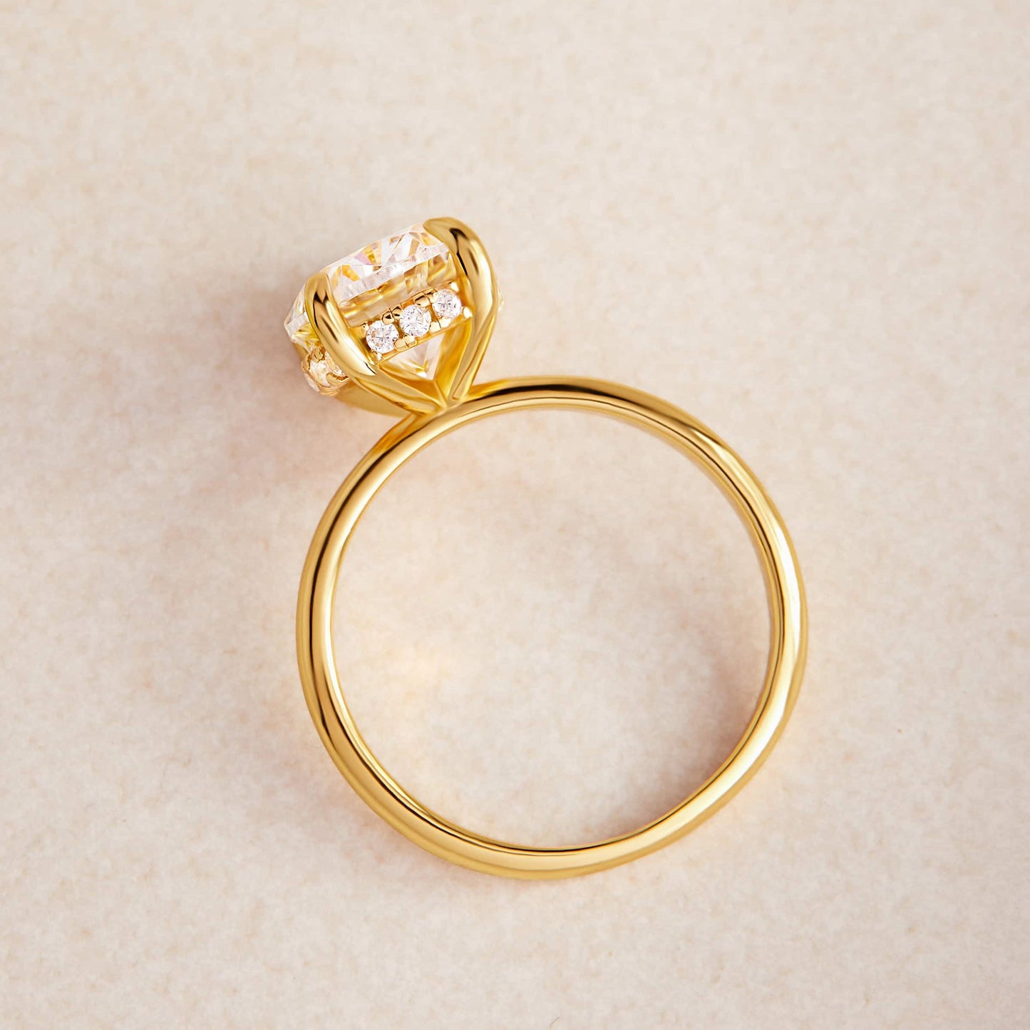 10K Oval Cut Diamond Hidden Halo Bridal Ring