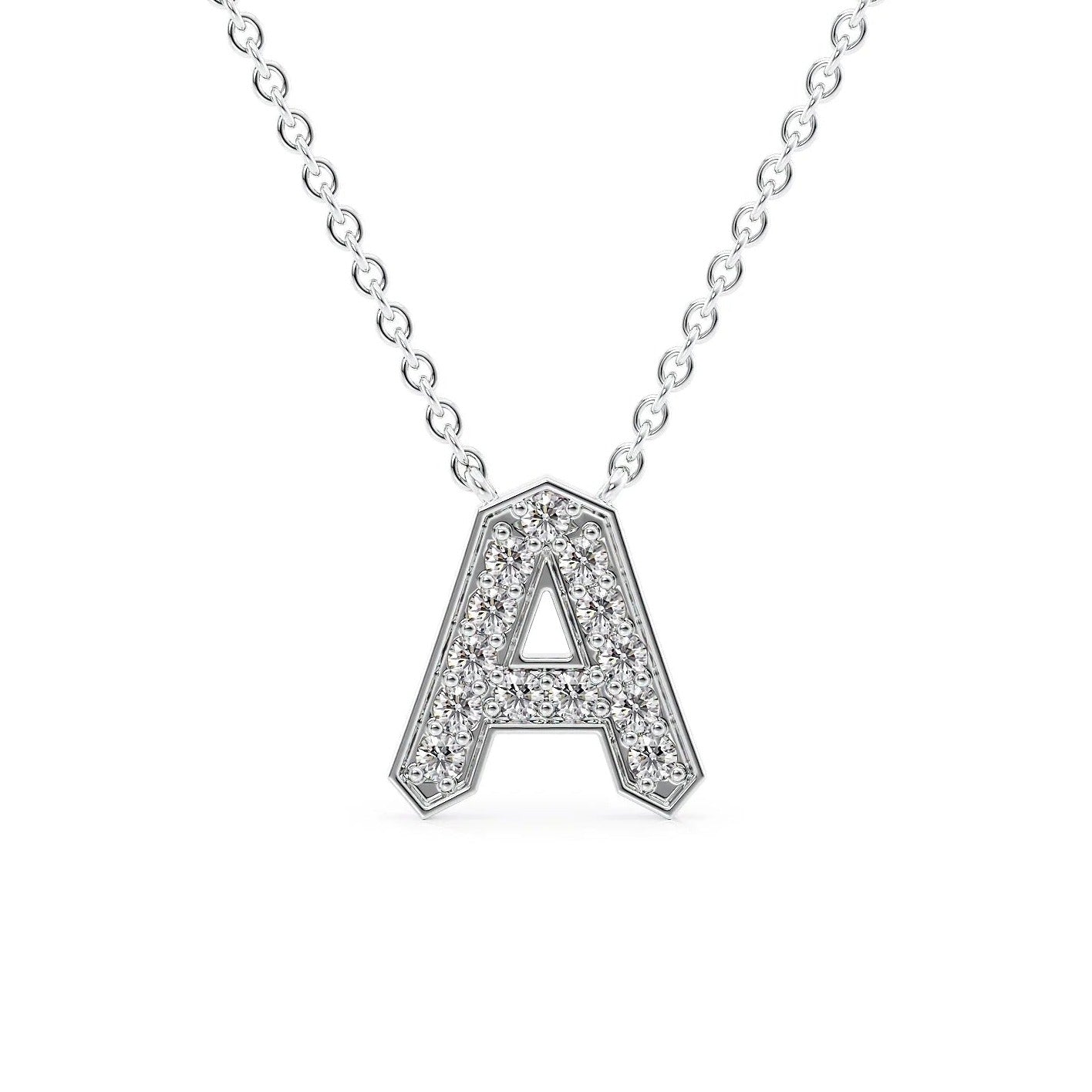 Personalized Diamond Initial Letter Pendant Necklace