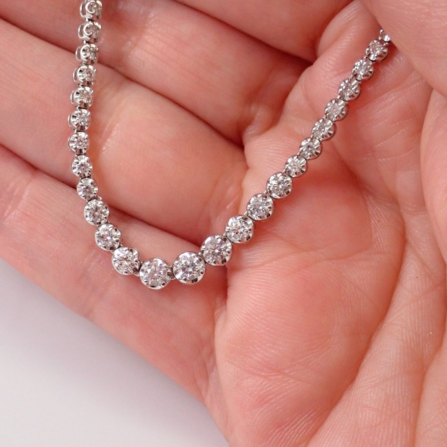 Round Cut Moissanite Diamond Tennis Necklace