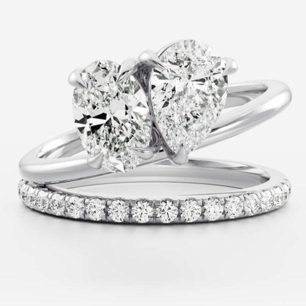 3.62 CT Toi Et Moi Prong Set Moissanite Diamond Wedding Ring