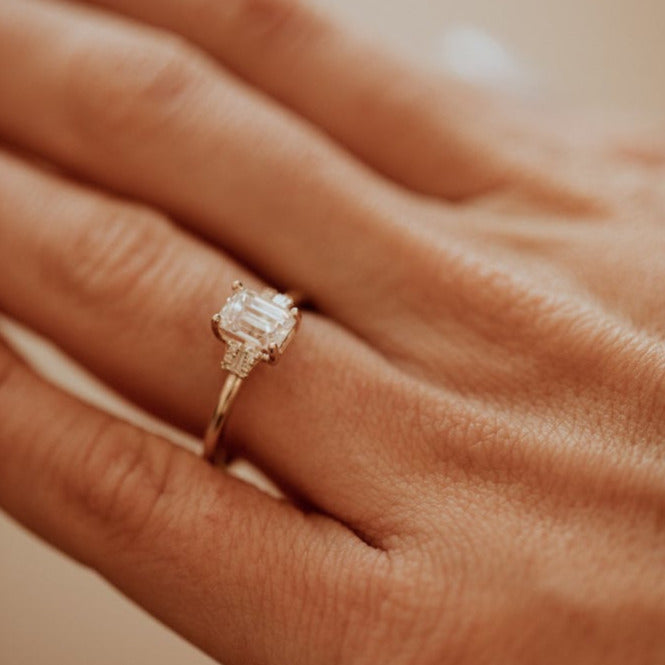 Emerald Cut Prong Set Engagement Ring