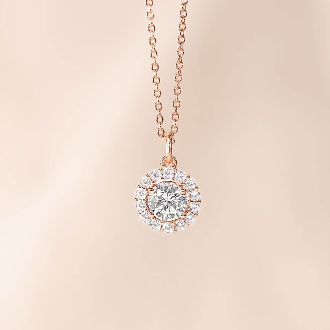 14k Rose Gold VS1 Diamond Pendant Necklace