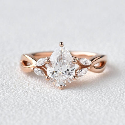 Pear Cut Twisted Engagement Ring