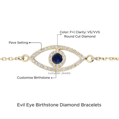 Evil Eye Birthstone Diamonds Bracelet