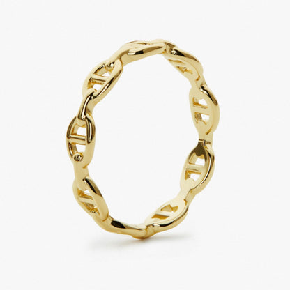 14K Solid Gold Anchor Chain Ring For Engagement