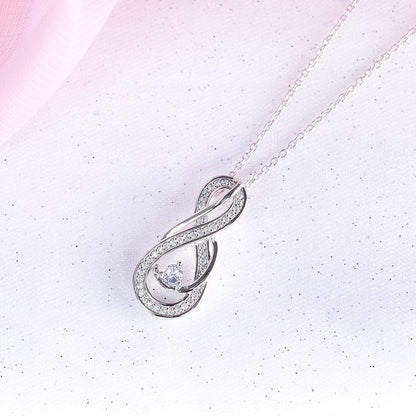 14K Double Infinity Round Cut Diamond Necklace